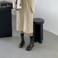 Bottines coréennes tendance à talon bas, style rétro, bout carré, décontractées et polyvalentes, semelle souple, collection Printemps 2025