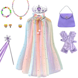 <span class=keywords><strong>Elsa</strong></span> <span class=keywords><strong>Anna</strong></span> sirena ragazze principessa mantello Purim colorato paillettes per bambini luccicanti vestito <span class=keywords><strong>da</strong></span> festa brillante per bambini Costume di Halloween - Product Image 2