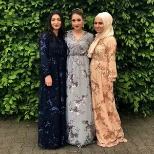 2022 Muslim Women's Lace and Gold Hot Double Dress Middle East Dubai Robe Muslim Abaya Dress Women Islamic Clothing Caftan Dress