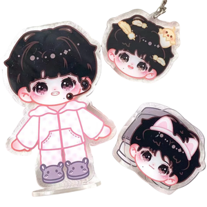 Porte-clés transparent à double face de marque Anime Ornements humains en acrylique <span class=keywords><strong>avec</strong></span> pendentif à bascule entourant une étoile Matériau plastique - Product Image 4