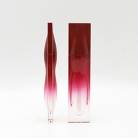 Einzigartige 2ml flache Lipgloss-Behälter röhre Private Label Red Liquid Kosmetik flasche Transparente Lipgloss-Tube Kosmetik verpackung