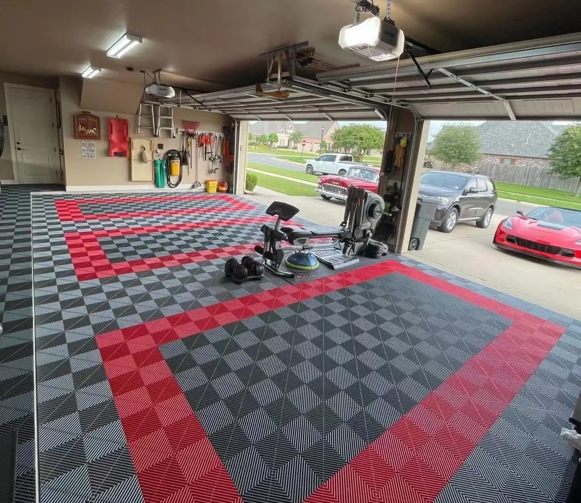 Free Flow Garage Floor Tiles Work Great for Car Detailing Shop Car Washroom Workshop Floor Covering