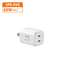 Chargeur USB 60W avec AVS 2C GaN PD 3.0 QC PPS, mini chargeur rapide pour Macbook, ordinateur portable 17, 16, 15 pouces