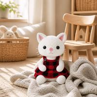 En gros, Poupée en peluche tricotée chat blanc, personnalisée, mignonne, avec jupe, économique