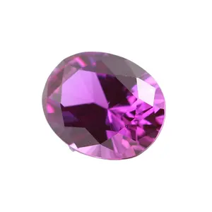 Pedra preciosa roxa sintética de quartzo, pedra preciosa de corindo oval