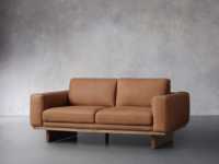 Mobilier d'intérieur en cuir vintage design base en bois canapé long haut de gamme luxe italien moderne
