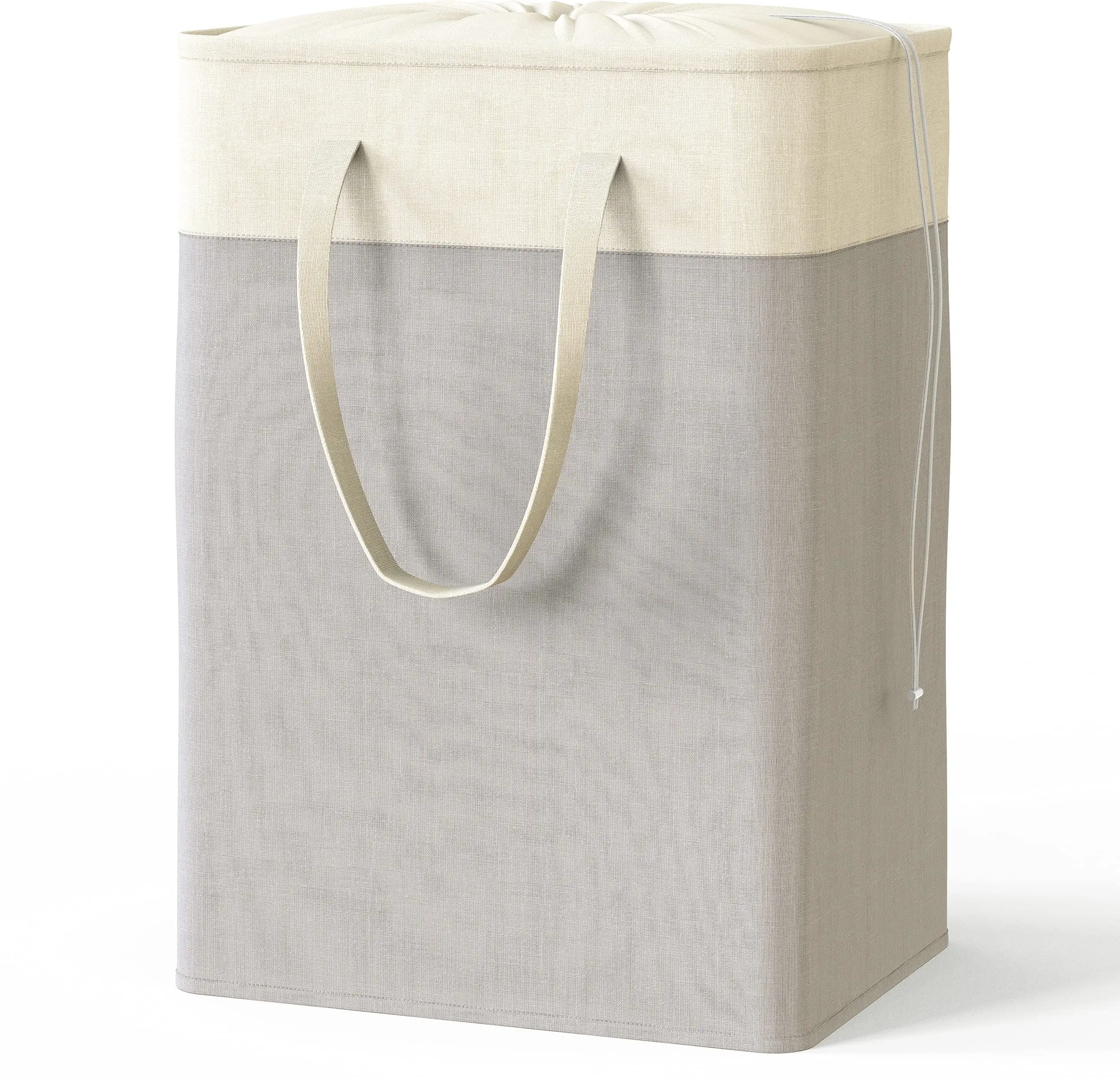 Cesto de lavandería rectangular de tela plegable, bolsa de tela plegable con tapa de cierre de cordón