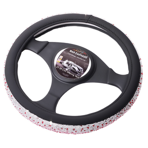 ปลอกหุ้มพวงมาลัยรถยนต์ 37-39 ซม. ประดับเพชร สีแดง - Product Image 2