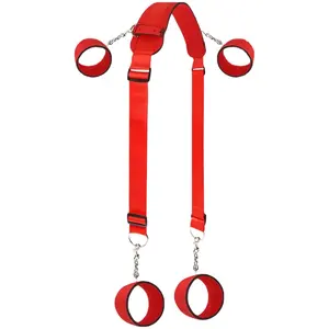 Jiuai Adjustable Adult Body Bondage Soft Leg Strap With Handcuffs Sex Toy For Couple