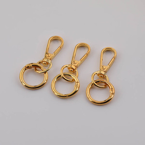 Gold Zinc Alloy Spring Ring Keychain Hook DIY Bag Connector Jewelry Accessory Strong Metal Plating - Product Image 1