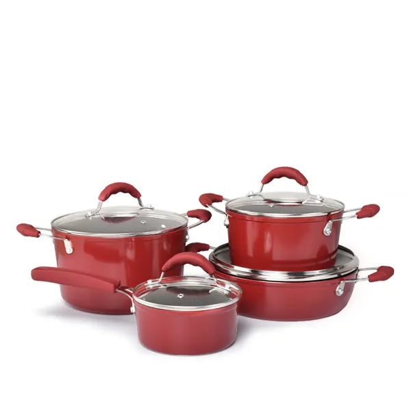 2021 Hot sale large soup pot set High quality aluminum enamel pot small red Multi Function classic small pot