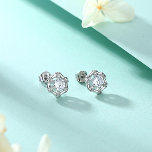 ต่างหูอินเทรนด์ต่างหูตัดเซอร์คอนสำหรับผู้หญิงต่างหูเม็ดเล็กชุบทองคำขาว925 - Product Image 5