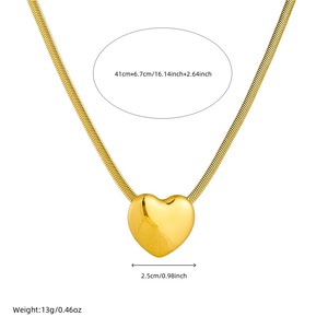 Heart Shape Stainless Steel Gold Plated Necklace Snake Chain Pendant Jewelry Gift Fashion Accessory - Product Image 4