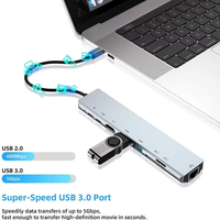 Extensor Tipo C 8 en 1, HUB USB con Convertidor HD para Portátil, USB C a USB 3.0 2.0, Disco, Cable Ethernet, Lector de Tarjetas y Base de Carga