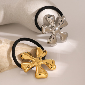 Stainless Steel Flower Hair Tie Gold Silver Plated Elastic Band Daily Headdress Jewelry Summer 2024 - Product Image 4