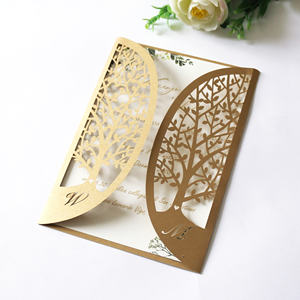 Cartes <span class=keywords><strong>de</strong></span> vœux en papier <span class=keywords><strong>d</strong></span>écoupées au Laser, <span class=keywords><strong>carte</strong></span> <span class=keywords><strong>d</strong></span>'<span class=keywords><strong>invitation</strong></span> <span class=keywords><strong>de</strong></span> <span class=keywords><strong>mariage</strong></span> couleur marron personnalisée Style forêt <span class=keywords><strong>d</strong></span>'arbre, pièces - Product Image 2