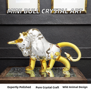 Figura de Cristal de Toro Miniatura Hecha a Mano, Cristal Pulido, Figura de Animal Salvaje, Coleccionables, Decoración para el Hogar, Feng Shui de la Suerte - Product Image 2