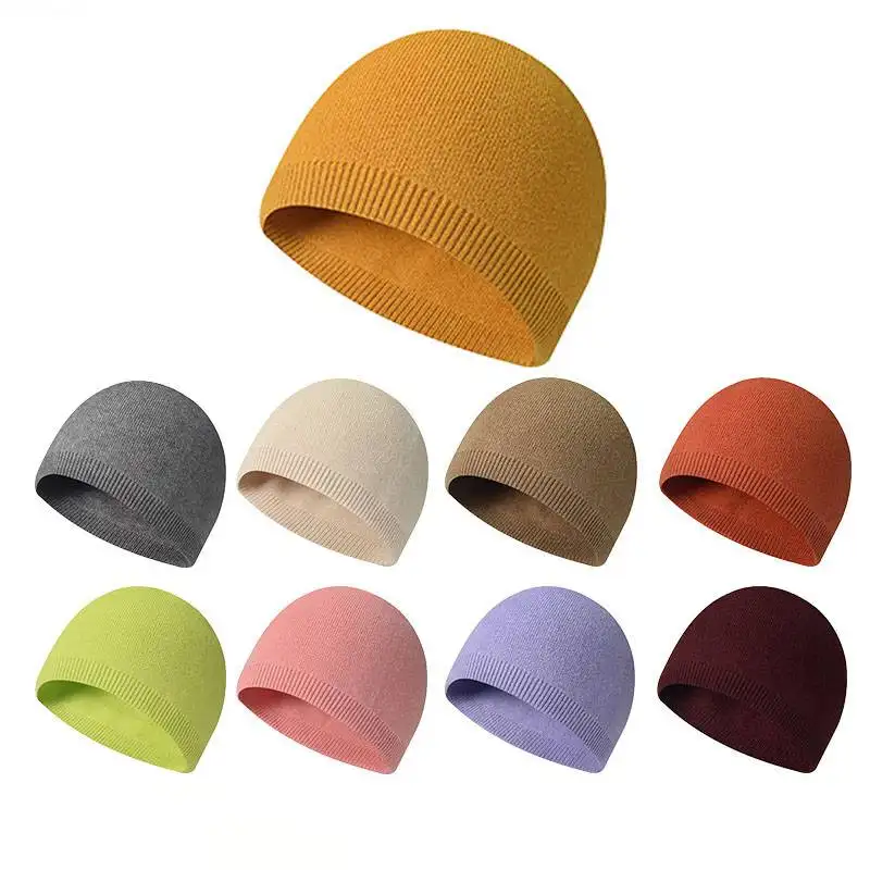 도매 사용자 정의 로고 멀티 시즌 시계 모자 단색 남자 양털 모자 겨울 따뜻한 니트 비니 해골 모자