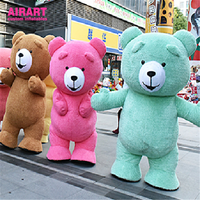 Costume d'ours drôle gonflable de rue, costume de mascotte d'explosion de fourrure pour l'interaction de représentation de mariage