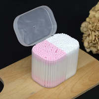 Boîte à tiroir en papier colorée pour bâtonnets de coton en bambou jetables personnalisés à double extrémité, pointus et ronds, pour rouge à lèvres