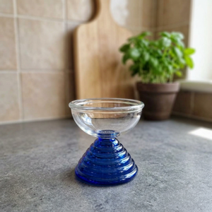 Bols en verre bohème à tige bleue, réutilisables, transparents, pour desserts et service, pour la maison et les fêtes - Product Image 2