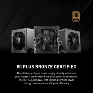 Alimentation électrique MSI MAG A650BN non modulaire compacte <span class=keywords><strong>650W</strong></span>, <span class=keywords><strong>80</strong></span>+ <span class=keywords><strong>Bronze</strong></span>, ventilateur silencieux, conception PFC active, en stock - Product Image 5