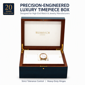 Scatola di Lusso per Orologi Singoli in Legno Blu Pavone con Stampa Floreale Barocca, Fornitura Diretta dalla Fabbrica - Product Image 1