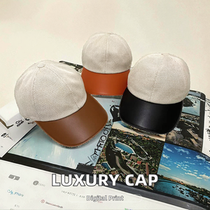 Diseñador de lujo Jacquard textura gorra de béisbol marca de moda cuero ala camionero sombrero Metal láser Logo deportivo negocios algodón - Product Image 2