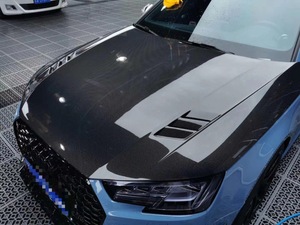 Capot en fibre de carbone ventilé pour <span class=keywords><strong>Audi</strong></span> A4 <span class=keywords><strong>S4</strong></span> RS4 B9 avec trous de dissipation thermique, kit carrosserie léger haute performance - Product Image 6