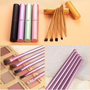 Lot de 5 pinceaux de maquillage portables à long manche pour fard à paupières, pinceaux cylindriques multicolores pour les yeux, outils de beauté - Product Image 6