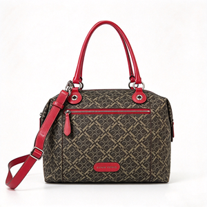 Bolso de Mano para Mujer, Diseño Vintage con Estampado de Tela Roja, Asa Superior, Correa Desmontable para Hombro y Cruzado - Product Image 5