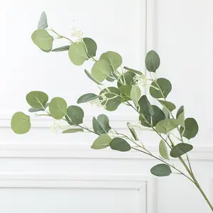 M03406 Top Quality Leaves Stems Faux Branches Silver Dollar Eucalyptus Leaves Plant Artificial Eucalyptus Branch