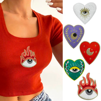 Patchs thermocollants en feutre non tissé brodés à la main, motif œil du diable et cœur mystérieux, pour vêtements, sacs et textiles de maison - Vente en gros