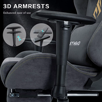 Chaise de jeu ergonomique moderne à dossier haut, accoudoirs 3D réglables, en cuir, vérin à gaz 3 positions, massage, pivotante, support lombaire, repose-pieds