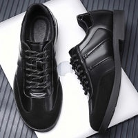 Chaussures décontractées pour hommes en cuir patchwork, à lacets, avec empeigne en cuir mat et daim mélangés, semelle épaisse antidérapante, pour le travail et la marche quotidienne