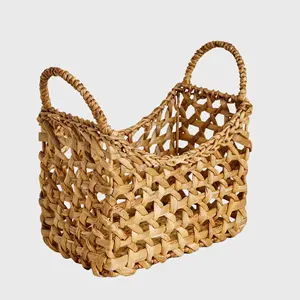 New Item Woven Wicker Water Hyacinth Basket With Handles Suitable For Storing Fruits Or Home Decor Vietnam Supplier