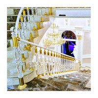 Pmma main courante bar plexiglas colonne en plastique pilier rail balustrade conception escaliers garde-corps en verre pour intérieur