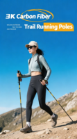 GANYU Ultralight 3K Karbon Fiber 4 Bölümlü 3 Eklemli Katlanabilir Trekking Batonları 115g Kompakt 32cm EVA Saplı Patikası Koşusu ve Yürüyüş İçin