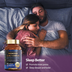 Cápsulas de Complejo de <span class=keywords><strong>Magnesio</strong></span> OEM 12 en 1 con Glicinato, Citrato, Malato y <span class=keywords><strong>Taurato</strong></span> para Dormir, Relajarse y Recuperación Muscular - Product Image 2
