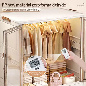 Armoire portable en plastique pour enfants Proins, organisateur avec tringle suspendue, pliable, facile à installer pour chambre à coucher - Product Image 4