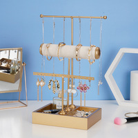 Présentoir à bijoux en laiton et bois collier boucle d'oreille présentoir à bijoux en métal présentoir à bijoux en bois présentoir de stockage de boucles d'oreilles