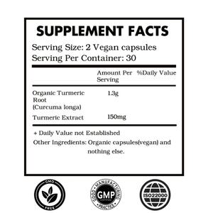 Cápsulas de Extracto de Cúrcuma Curcumina de Venta Caliente OEM/ODM para Adultos, No para Adolescentes, Niños o Mujeres Embarazadas - Product Image 2