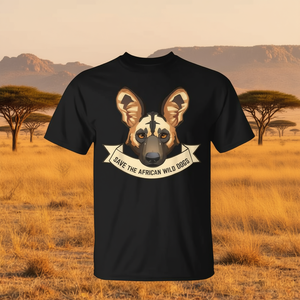 Camiseta Save The African Wild Dogs, Negra, Unisex, Cuello Redondo, Manga Corta, Impresión Digital, Ecológica, Ropa Promocional - Product Image 3