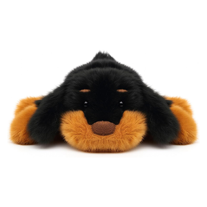Adorable Peluche de <span class=keywords><strong>Perro</strong></span> <span class=keywords><strong>Dachshund</strong></span> Recostado, Juguete Suave para Niños, Regalo para el Día del Niño, Peluche de Primera Calidad en Negro y Marrón - Product Image 4