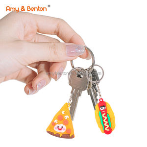 Comida Fiesta Favores Mini Hamburguesa Pizza Frenchfries Sandwich Llavero Set para Bolsa Llavero Decoración para Niños - Product Image 4