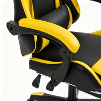 Chaise de gaming jaune ergonomique à dossier haut en cuir PU, avec support lombaire réglable, appui-tête et accoudoirs articulés OEM ODM