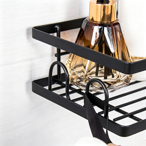 Soporte de almacenamiento adhesivo para <span class=keywords><strong>baño</strong></span> sin necesidad de taladrar, con ganchos y estantes para organizar artículos de aseo y productos de limpieza - Product Image 5