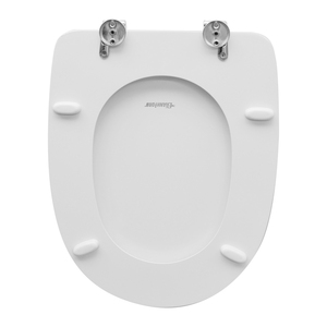 Sedile WC Bianco Cesame Aretusa con Cerniera Passante, Forma Quadrata Allungata in Bambù e Plastica PP per Bagno - Product Image 4