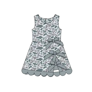 Vestido de Yoga con Estampado de Camuflaje para Niñas, Vestido Casual de Verano sin Mangas, Vestido Deportivo con Lazos para Niñas - Product Image 3