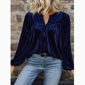 Blusas Holgadas de Terciopelo para Mujer, Tops de <span class=keywords><strong>Manga</strong></span> Larga para Otoño y Primavera, Casuales, Transpirables, Lisas - Product Image 6